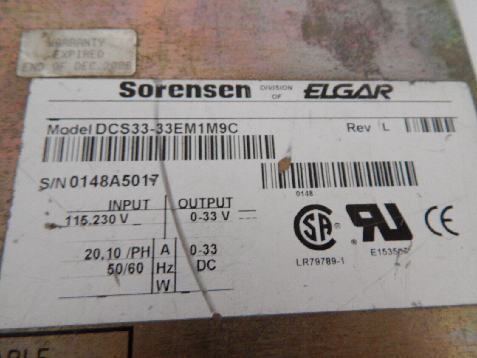 Sorensen DCS33-33E M9C DC Power Supply w/GPIB (6 in stock) Sorensen DCS33-33E M9C DC Power Supply w/GPIB (6 in stock)
